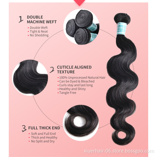 Wholesale Raw Body Wave Double Drawn Straight Vendors with Frontal Mink Brazilian Bundles Virgin Cuticle Aligned Hair Extension